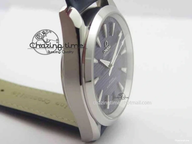 0126 Affordable 2017 Aqua Terra SS XF Best Edition Blue Textured Dial On Blue Leather Strap A 8159